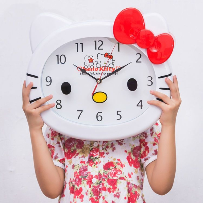 Wall Clock Silent - 귀여운 산리오 헬로키티 무소음 벽시계, 틱톡