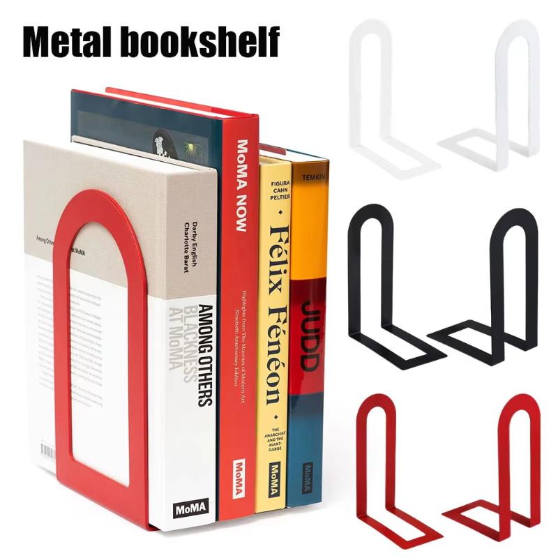 Aesthetic Bookend - 1쌍의 L자형 철제 북엔드, 가정 장식