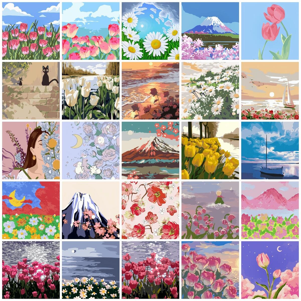Home Decor Daisy - 데이지 플라워 핸드 페인트 키트, 홈