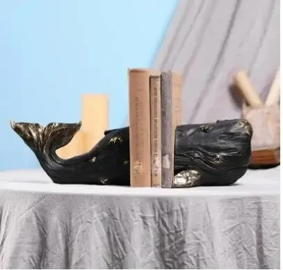 Aesthetic Bookend - 금도금된 고래 책꽂이, 도서관 책장 레진