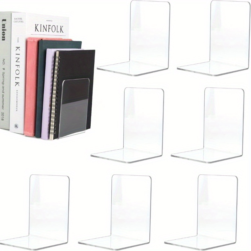 Aesthetic Bookend - 투명 아크릴 북엔드, 책상 디스플레이 스탠드,