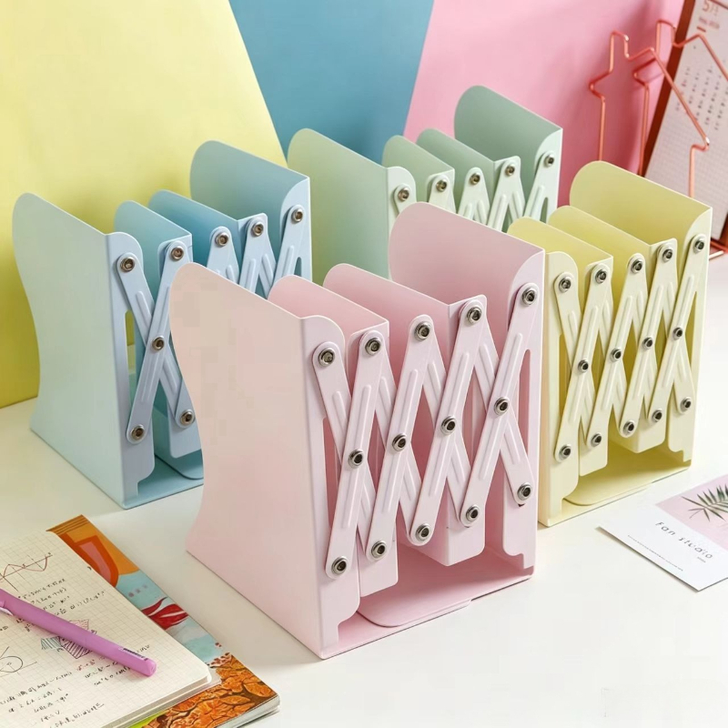 Aesthetic Bookend - 대용량 금속 접이식 책꽂이, 간편한 책꽂이,