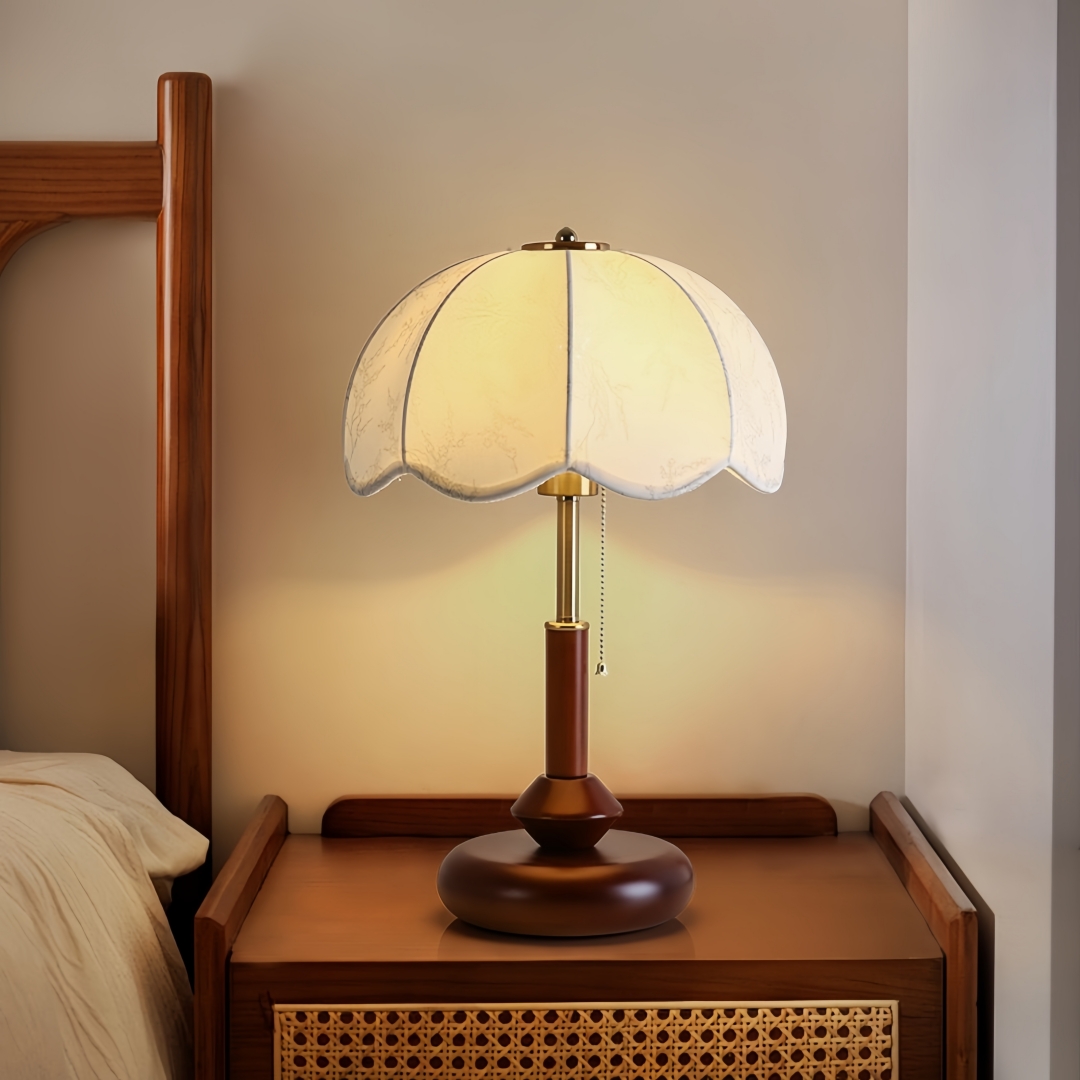 Home Decor Retro - 빈티지 스캘럽 돔 테이블 램프, 침실