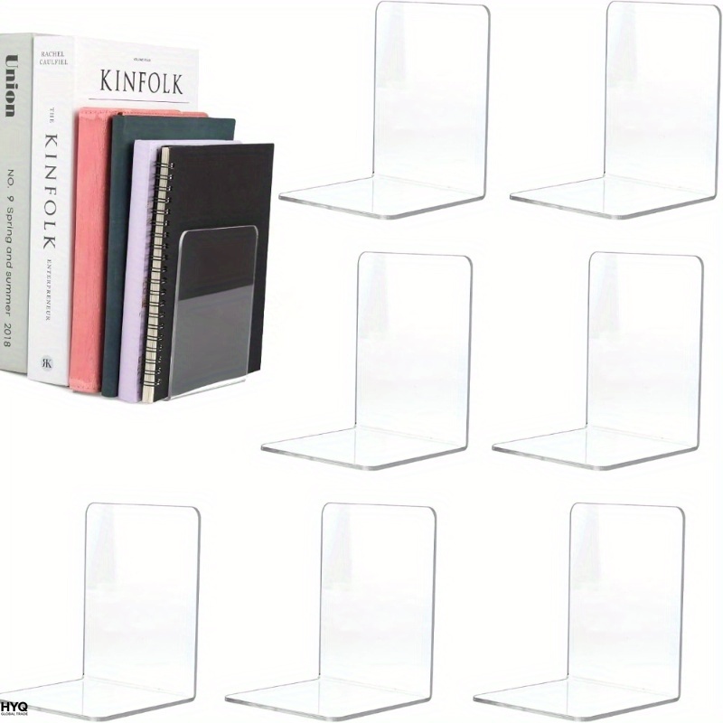 Aesthetic Bookend - 4/8개 세트 투명 아크릴 북엔드 -