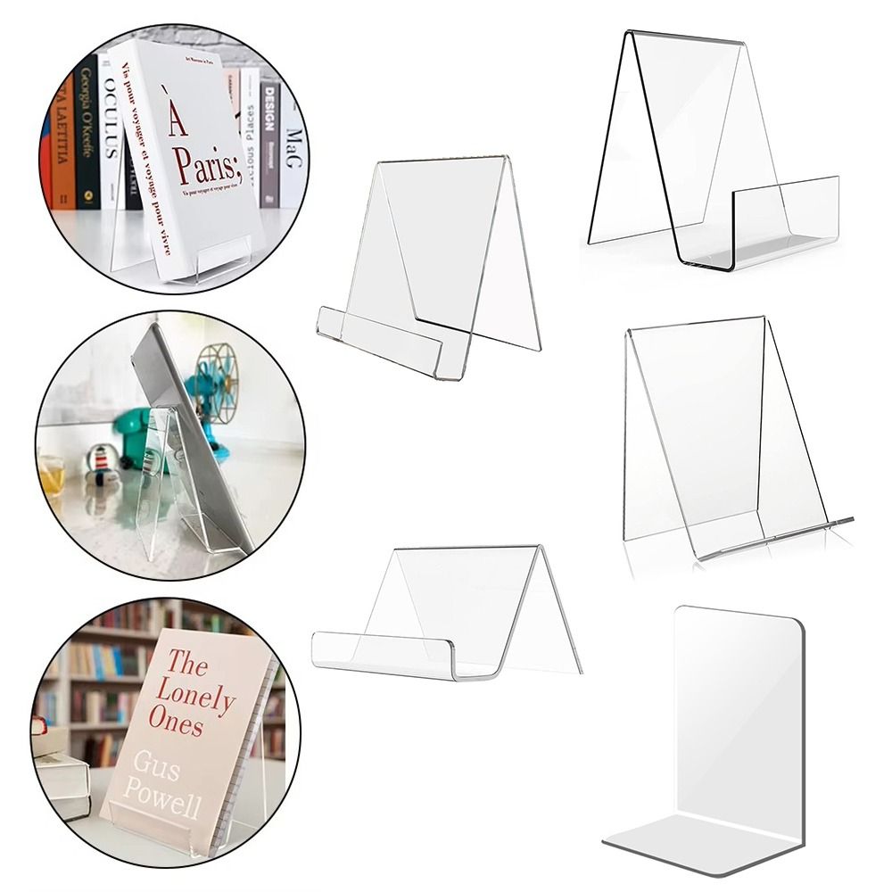 Aesthetic Bookend - 미니멀리스트 아크릴 책꽂이 투명 다기능 CD