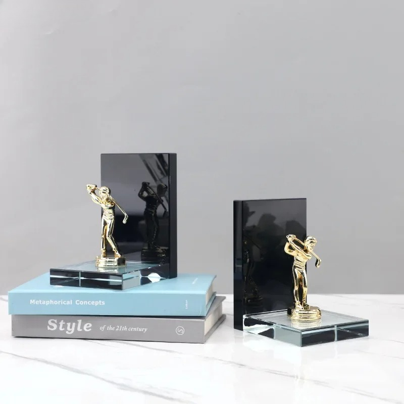 Aesthetic Bookend - 골든 골프 선수 조각상 추상 장식품