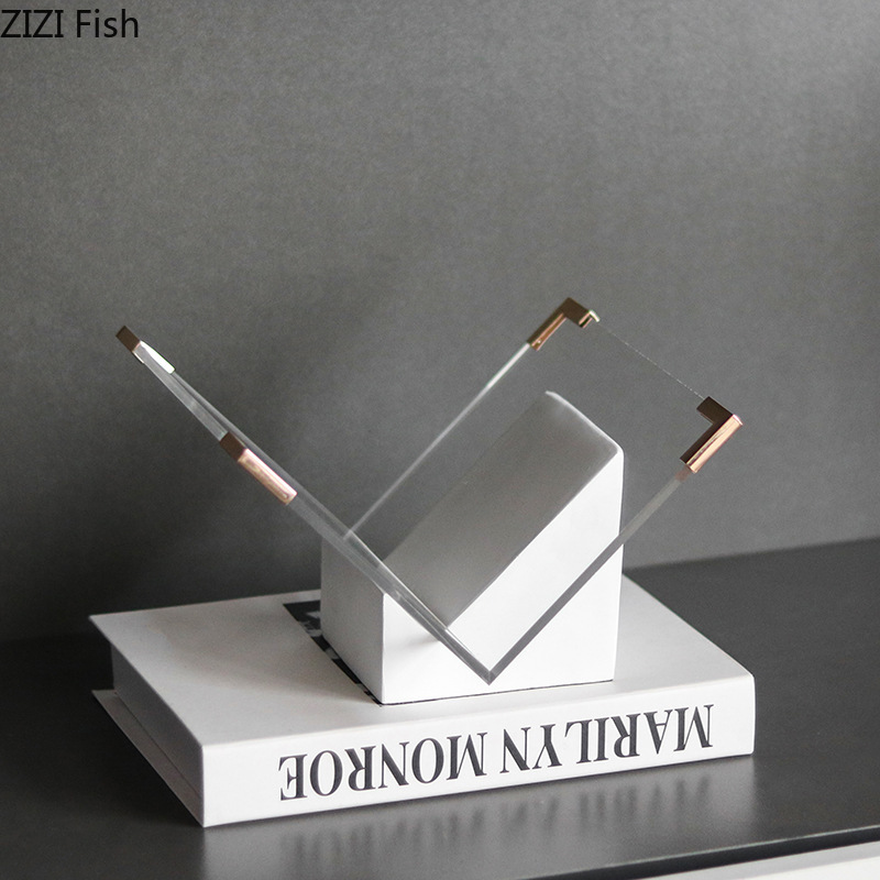 Aesthetic Bookend - 대리석 아크릴 잡지꽂이 데스크탑 정리함 수납랙