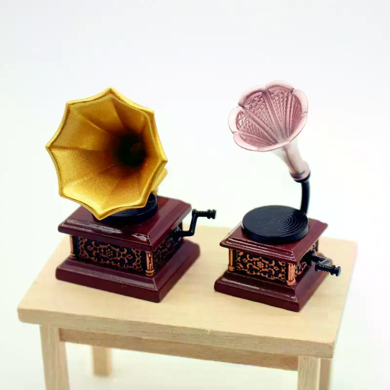 Home Decor Retro - 인형 집 빈티지 축음기 미니어처 모델