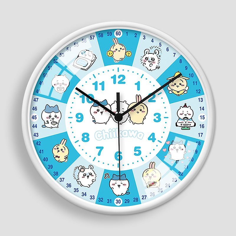 Wall Clock Silent - 애니메이션 치이카와 학습용 벽시계 만화 어린이