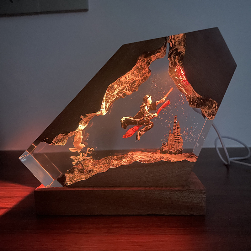 목재 레진 에폭시 램프 마법사 소년 & 올빼미 야간등  - Home Decor Resin 리뷰 및 가격