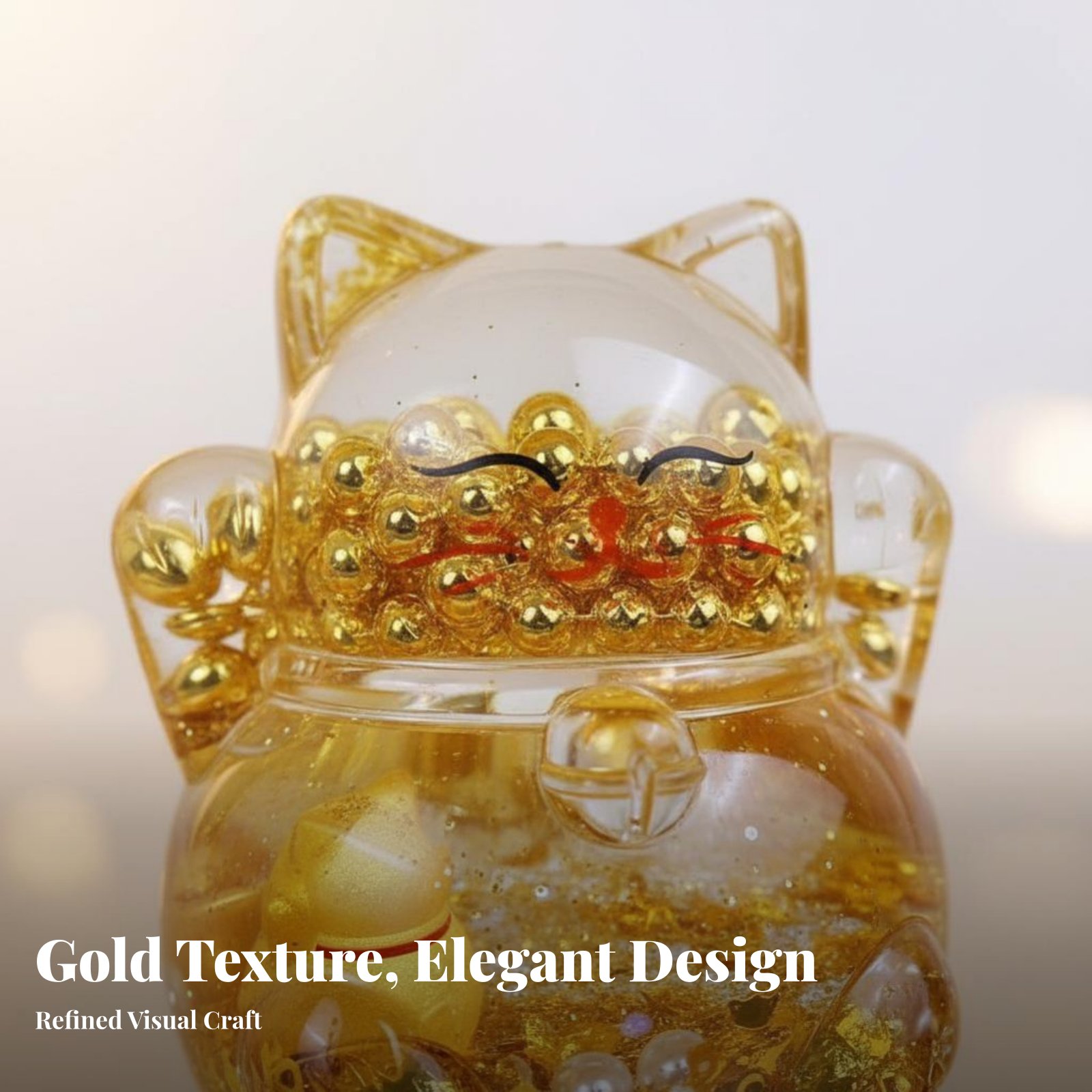 행운의 고양이 장식품, 반짝이는 금구슬, 액체 모래,  - Home Decor Design 리뷰 및 가격