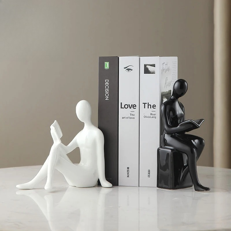 독자 캐릭터 세라믹 조각상 2개 도서관 책꽂이 북엔드  - Aesthetic Bookend 리뷰 및 가격