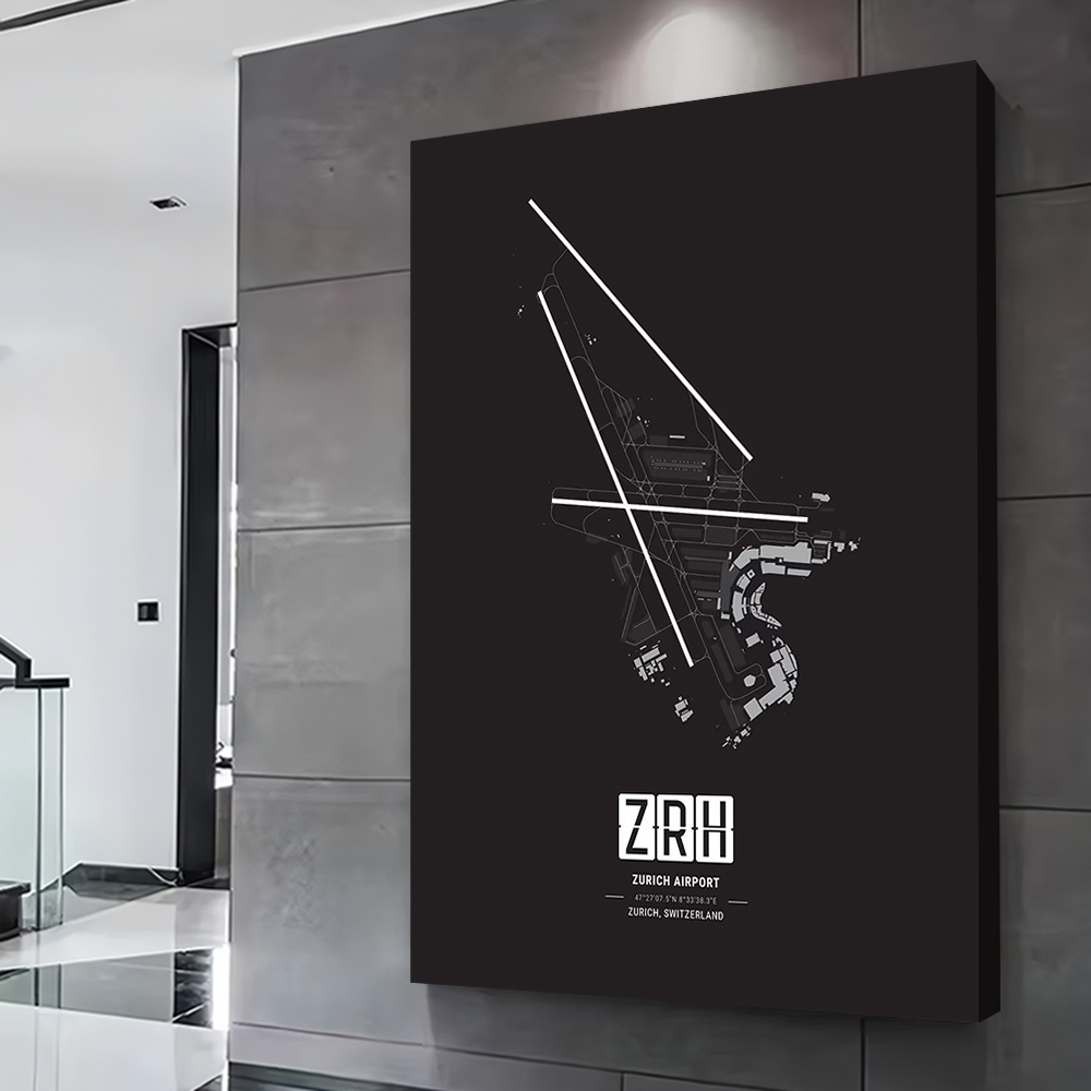 저우치 공항 지도 인쇄 포스터 맞춤형 사진 벽 예술 캔 - Home Decor Zurich 리뷰 및 가격