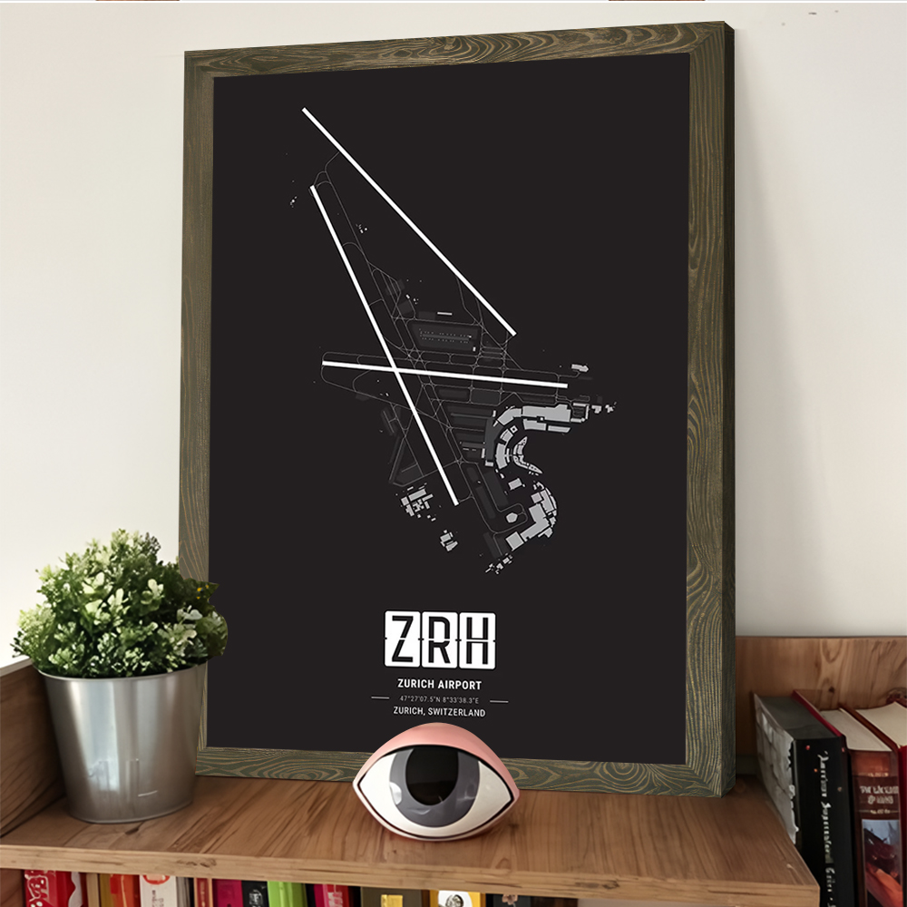 저우치 공항 지도 인쇄 포스터 맞춤형 사진 벽 예술 캔 - Home Decor Zurich 리뷰 및 가격