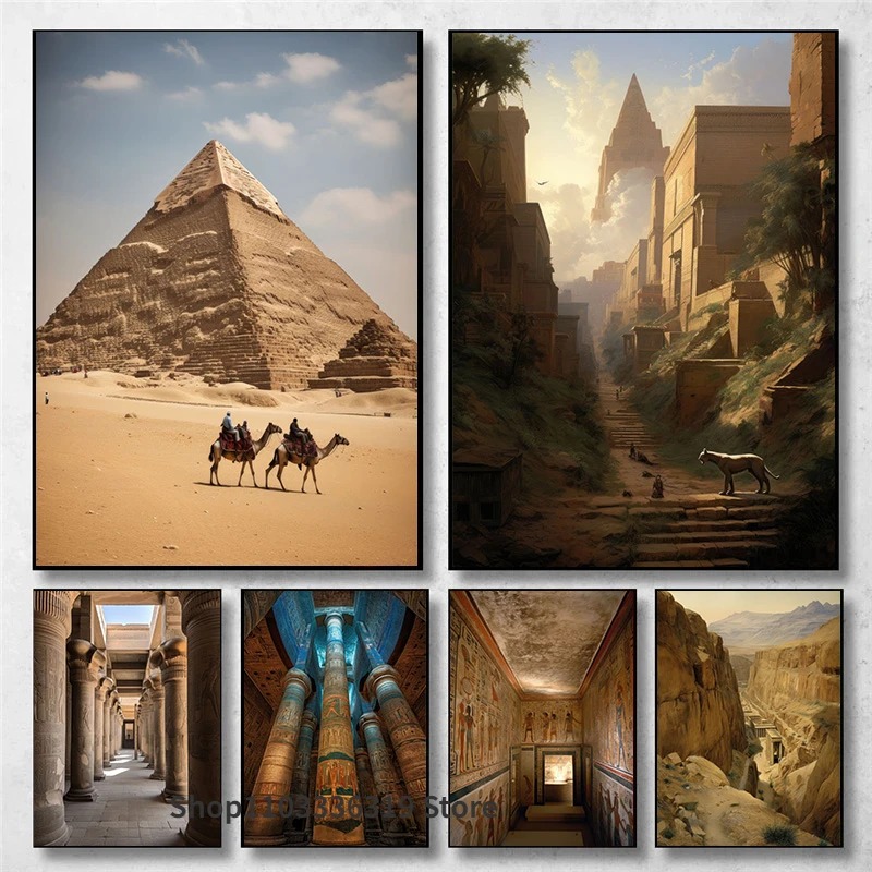 고대 이집트 풍경 그레이트 하이포 스타일 홀 빌딩 아트 - Home Decor Egypt 리뷰 및 가격