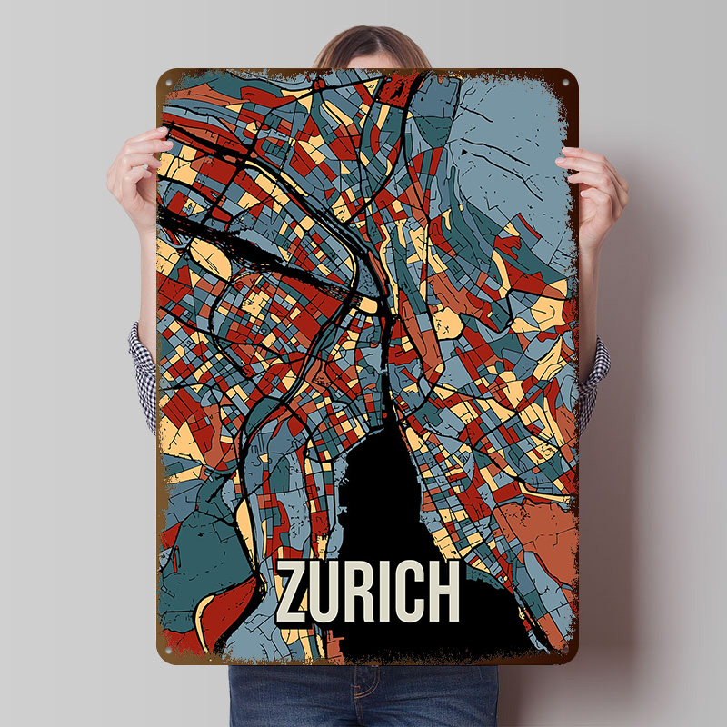 주리치 도시 지도 여행용 양철 포스터 맞춤형 벽 장식  - Home Decor Zurich 리뷰 및 가격