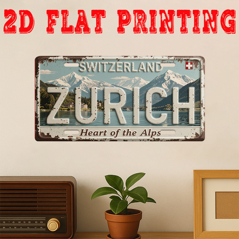 2D 플랫, 1개 빈티지 금속 사인, 장식용, 취리히  - Home Decor Zurich 리뷰 및 가격