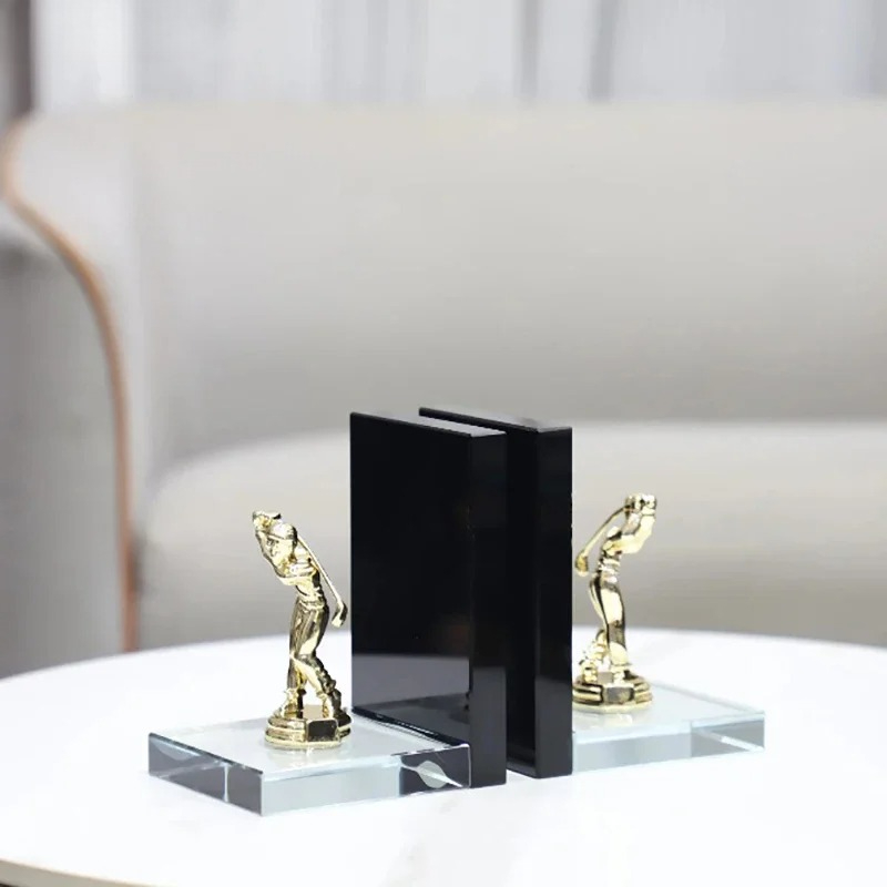 골든 골프 선수 조각상 추상 장식품 크리스탈 베이스 책 - Aesthetic Bookend 리뷰 및 가격