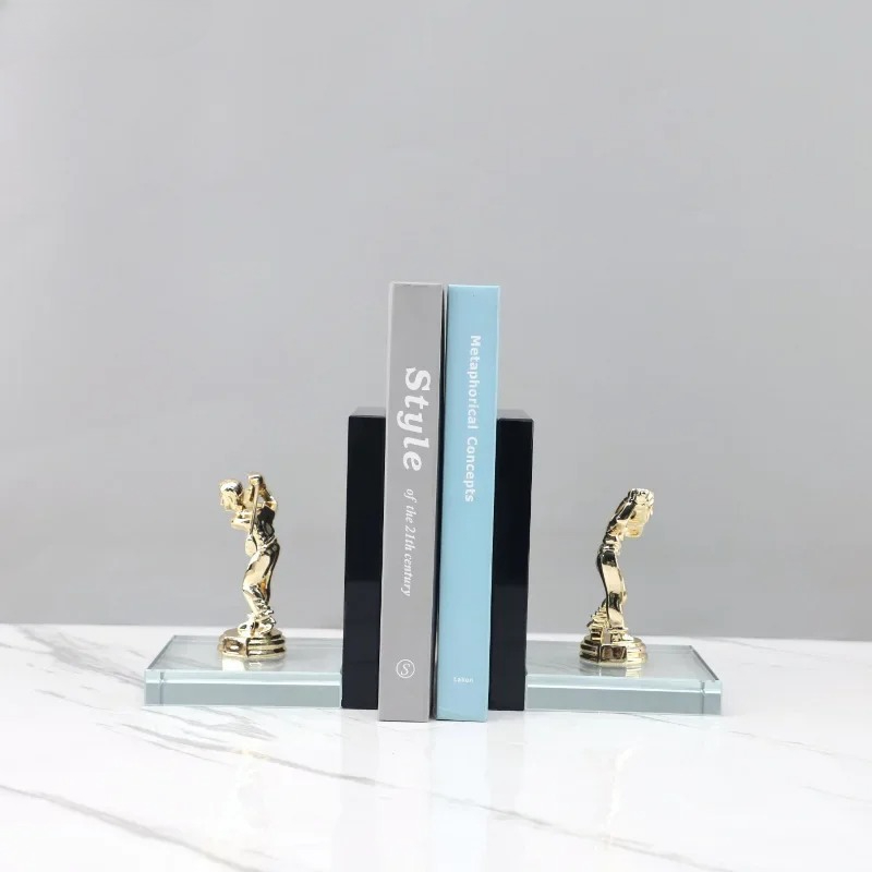 골든 골프 선수 조각상 추상 장식품 크리스탈 베이스 책 - Aesthetic Bookend 리뷰 및 가격