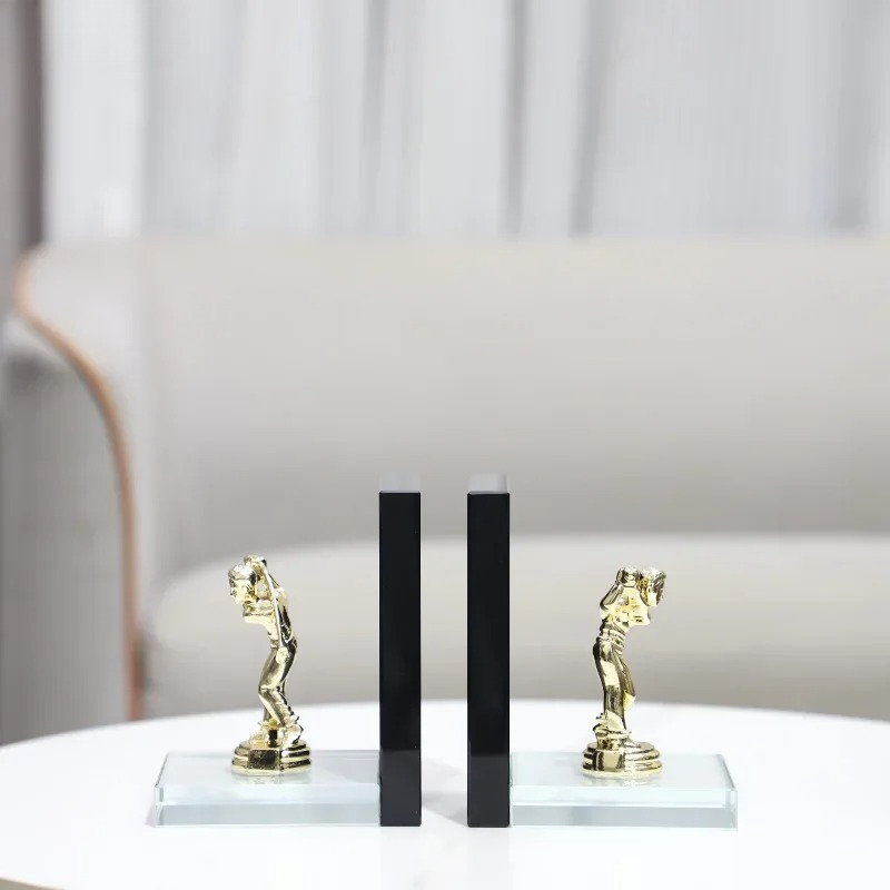 골든 골프 선수 조각상 추상 장식품 크리스탈 베이스 책 - Aesthetic Bookend 리뷰 및 가격