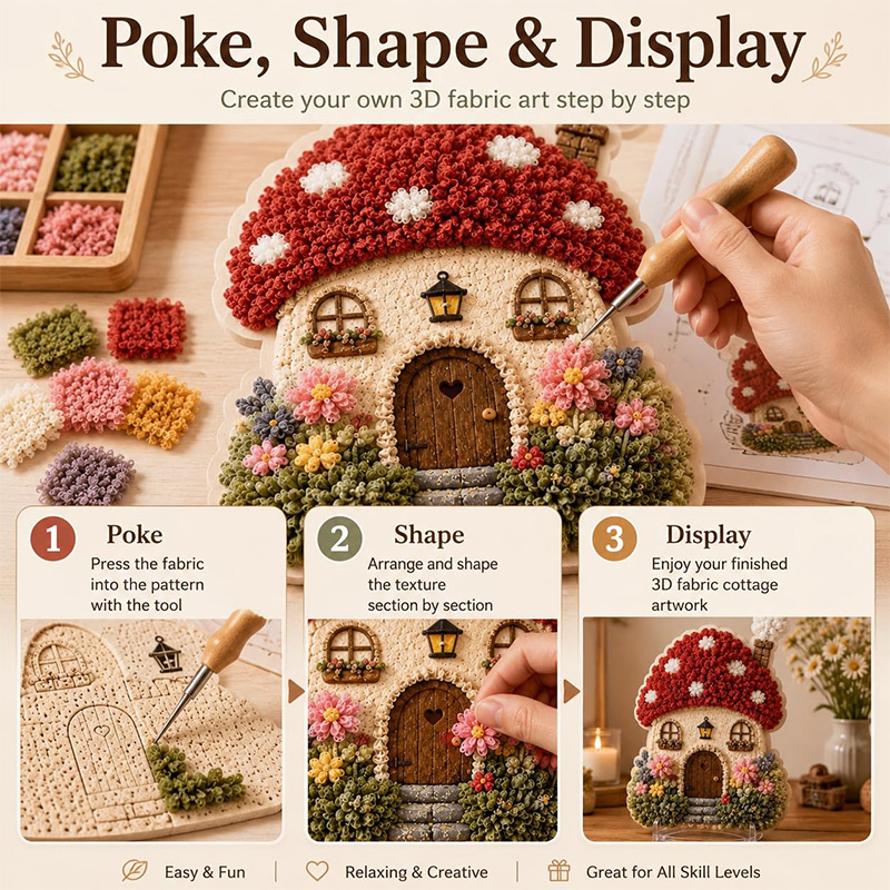 3D 버섯집 포케 아트 DIY 키트 패브릭 펀치 니들  - Home Decor Design 리뷰 및 가격