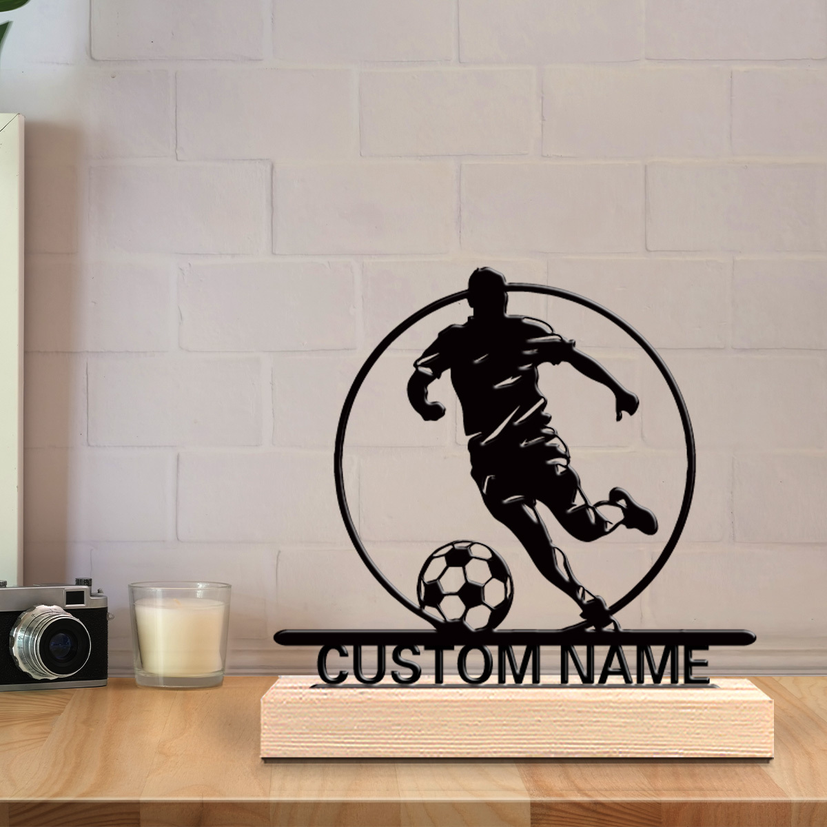 맞춤형 축구 선수 금속 조각상 (이름 포함), 나무 받 - Home Decor Design 리뷰 및 가격