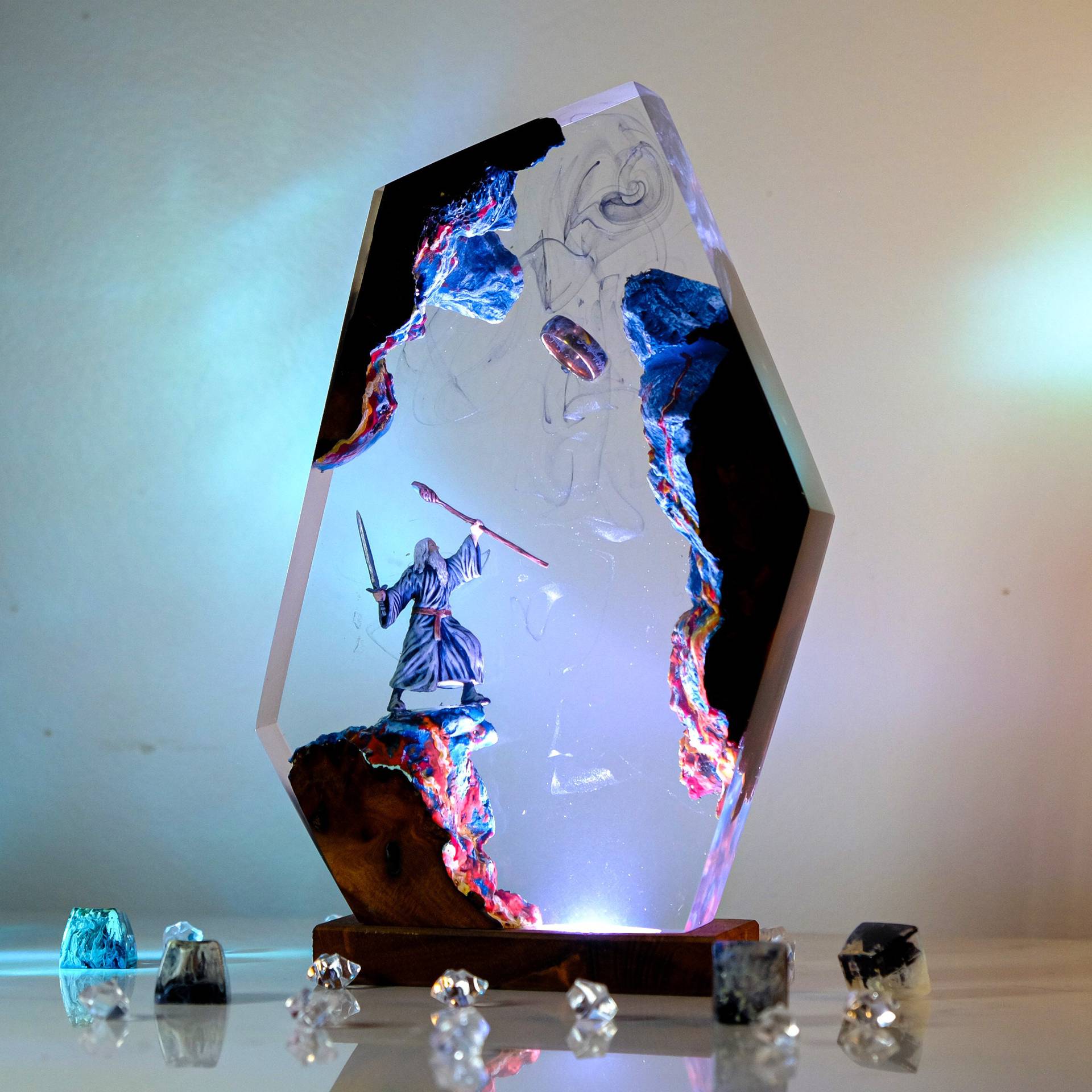 영화 장면 피규어 테이블 레진 램프 마법 반지 다채로운 - Home Decor Resin 리뷰 및 가격