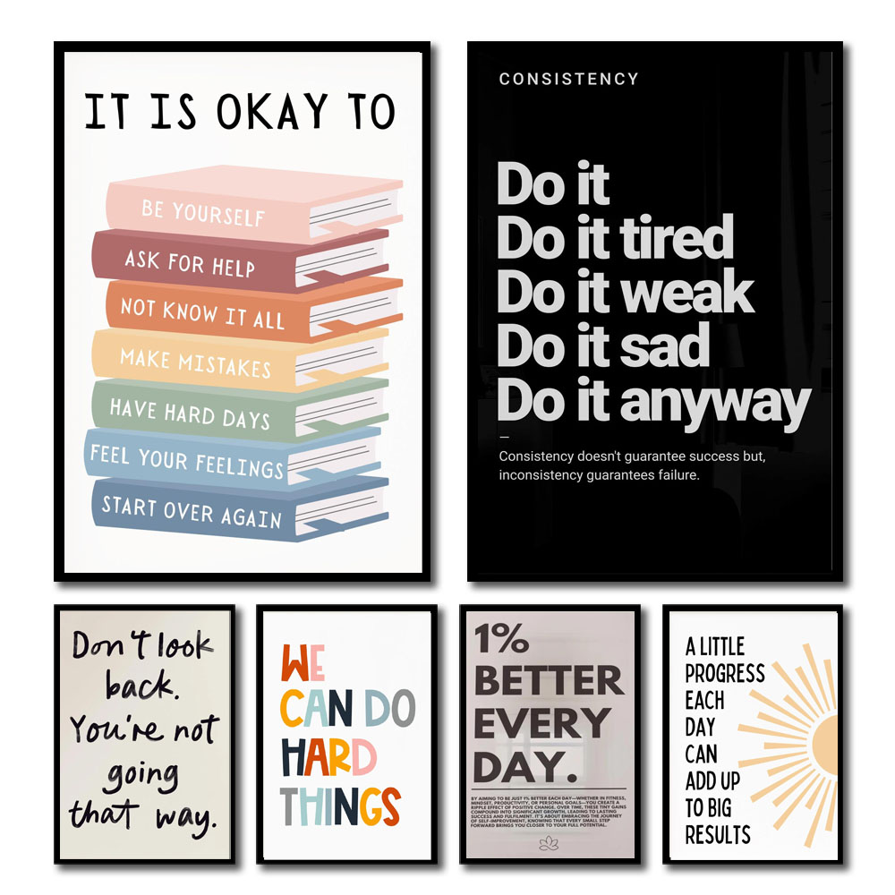 1pc 영감을 주는 명언 포스터 벽 예술 동기 부여 메 - Home Decor Quotes Ideas 리뷰 및 가격