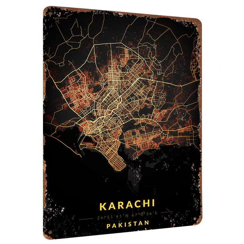 카라치 파키스탄 도시 지도 금속 벽 예술 장식용 철제  - Home Decor Karachi 리뷰 및 가격