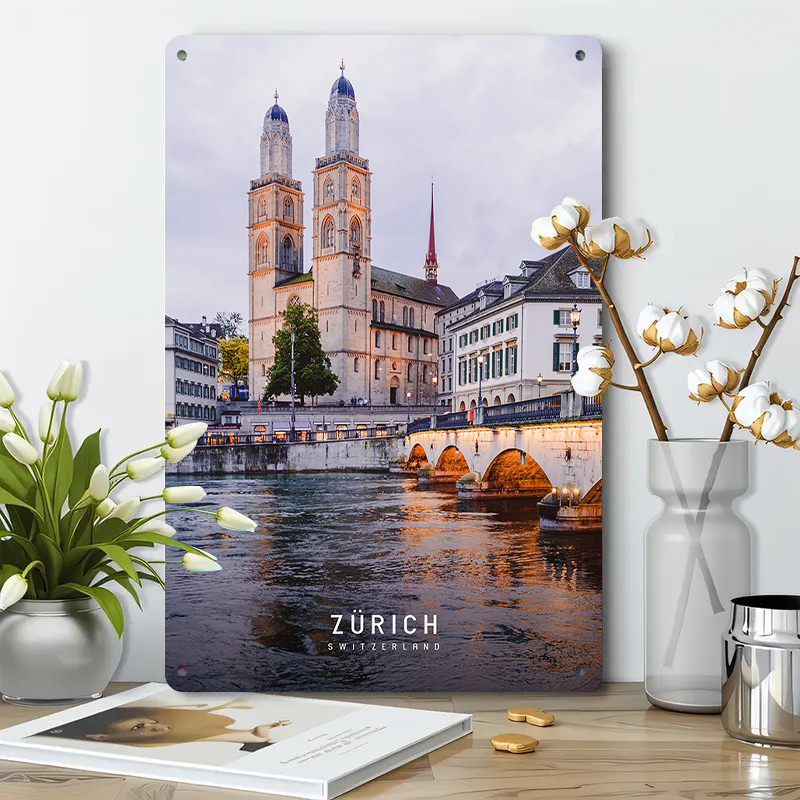 저우리히 스위스 랜드마크 금속 벽 예술 도시 풍경 교회 - Home Decor Zurich 리뷰 및 가격